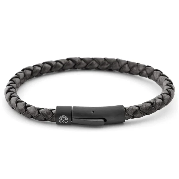 Lucleon Bracelet En Cuir Noir Et Gris 1