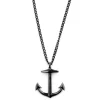 Lucleon Collier Noir En Acier à Pendentif Ancre Marine 20