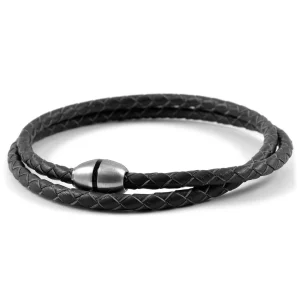 Lucleon Bracelet Bolo En Cuir Noir Tressé 12