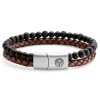 Lucleon Lava Stone, Onyx, And Vintage Leather Icon Bracelet – Medium 14