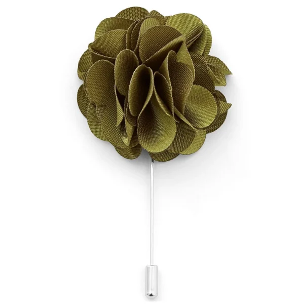 Warren Asher Broche Pour Homme à Fleur De Couleur Olive Deluxe 1