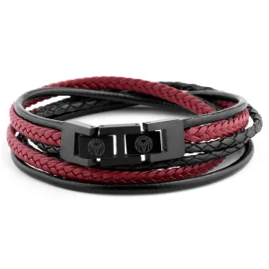 Lucleon Bracelet Roy En Cuir Noir Et Rouge 10