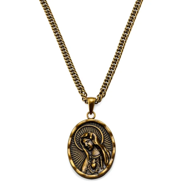 Lucleon Sanctus | Collier Doré Vintage Le Cœur Immaculé De Marie 1