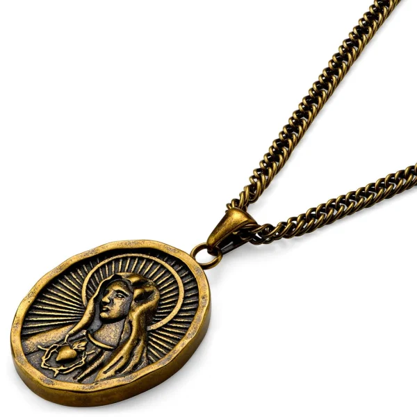 Lucleon Sanctus | Collier Doré Vintage Le Cœur Immaculé De Marie 5