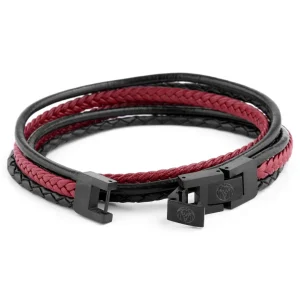 Lucleon Bracelet Roy En Cuir Noir Et Rouge 18