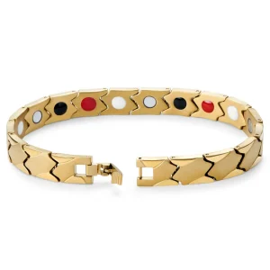 Lucleon Bracelet Magnétique Asymétrique En Titane Doré 10