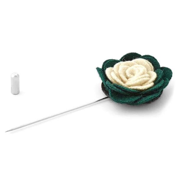 Warren Asher Boutonnière à Fleur Douce émeraude Et Crème 3