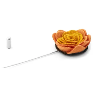 Warren Asher Boutonnière à Fleur Douce Jaune Et Orange 6