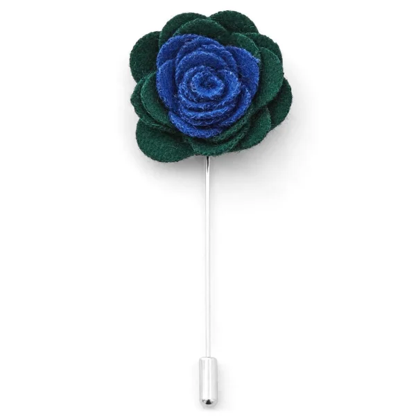 Warren Asher Boutonnière à Fleur Douce Verte Et Bleu Royal 1