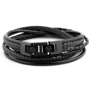 Lucleon Bracelet Roy En Cuir Noir Sur Noir 10