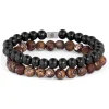 Lucleon Bracelet Miro En Agate Brune Et Bois Noir 17