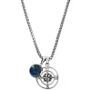 Arkai Atlas | Collier Argenté à Pendentif Boussole Et Pierre D’azurite Et Malachite 22