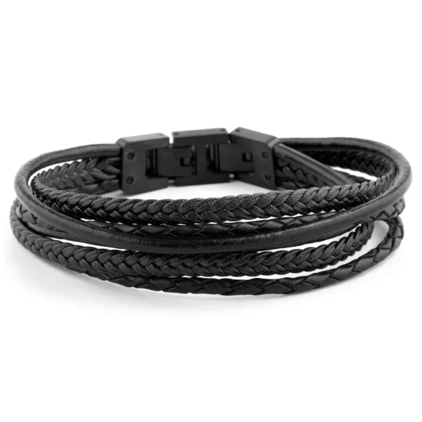 Lucleon Bracelet Roy En Cuir Noir Sur Noir 1