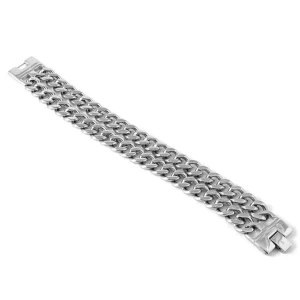 Fort Tempus Bracelet En Acier Argenté Double Chaîne 9