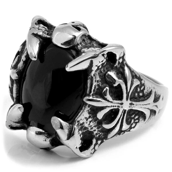 SteelCZ Bague En Acier Black Eye Skeleton Key 1