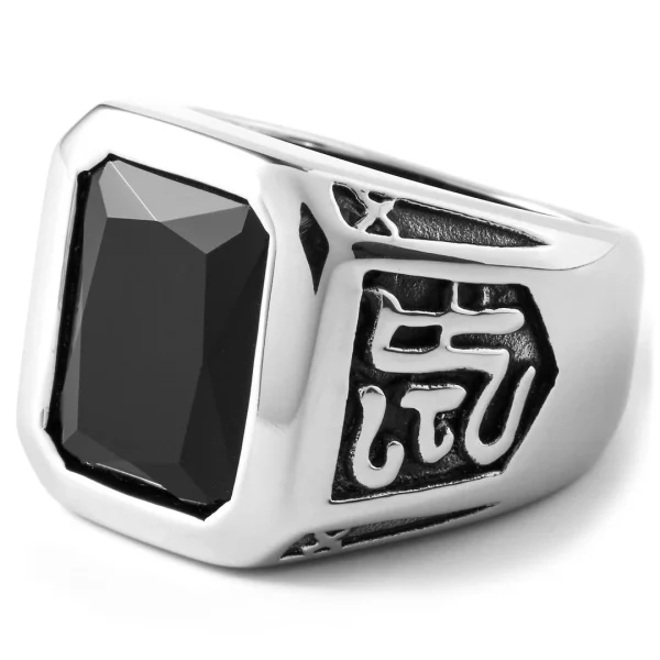 Fort Tempus Bague En Acier Dynastie Noire 1