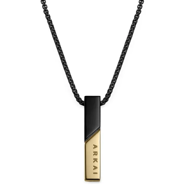 Arkai Collier Rico à Pendentif Noir Et Doré 1