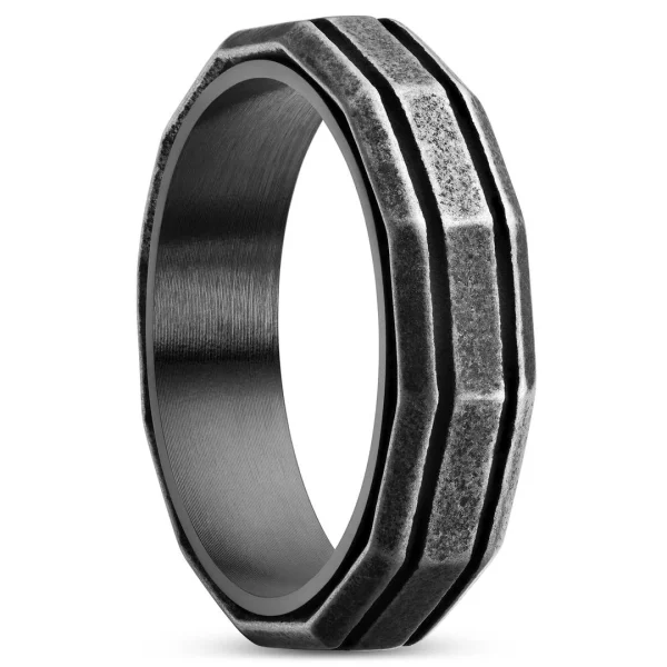 Lucleon Bague En Acier Noir Vintage Pearce Recta 1