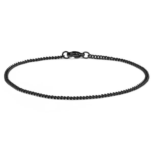 Lucleon Bracelet Chaîne à Mailles Noires – 2 Mm 1