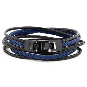 Lucleon Bracelet Roy En Cuir Noir Et Bleu 10