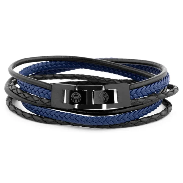 Lucleon Bracelet Roy En Cuir Noir Et Bleu 3