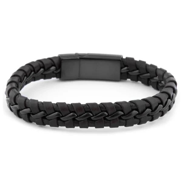 Lucleon Bracelet Tressé En Cuir Noir à Fermoir Magnétique 6