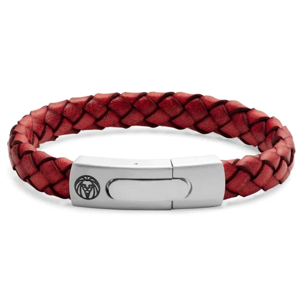 Lucleon Bracelet Bolo Massif En Cuir Rouge Uni 1