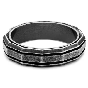 Lucleon Bague En Acier Noir Vintage Pearce Recta 16