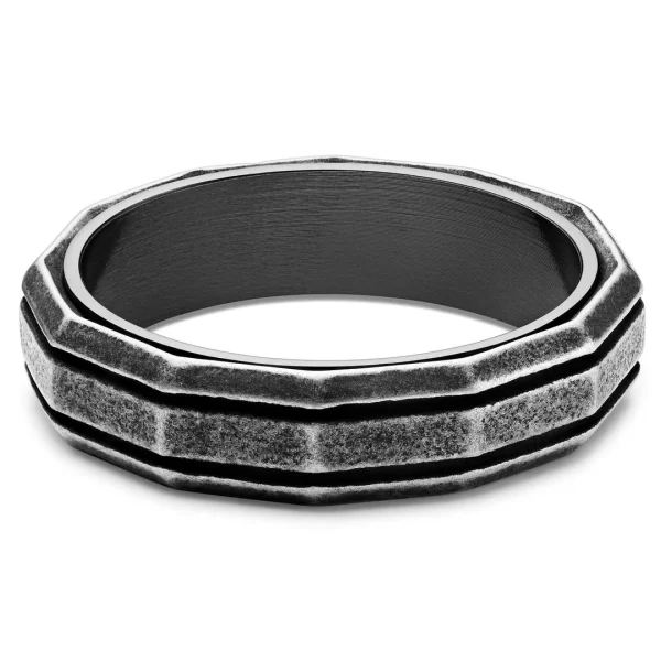 Lucleon Bague En Acier Noir Vintage Pearce Recta 6