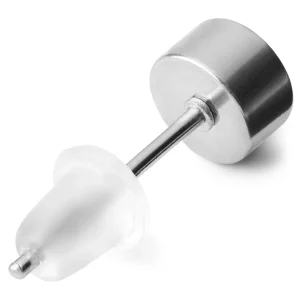 Lucleon Clou D’oreille Rond En Métal Argenté Avec Zircone Cubique Noire 5 Mm 7