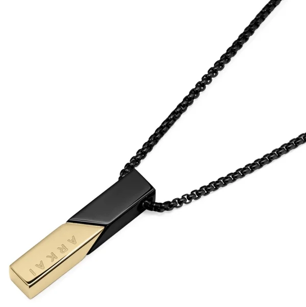 Arkai Collier Rico à Pendentif Noir Et Doré 5