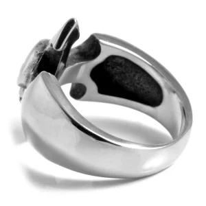 SteelCZ Bague En Acier Tête De Mort Batsword 9