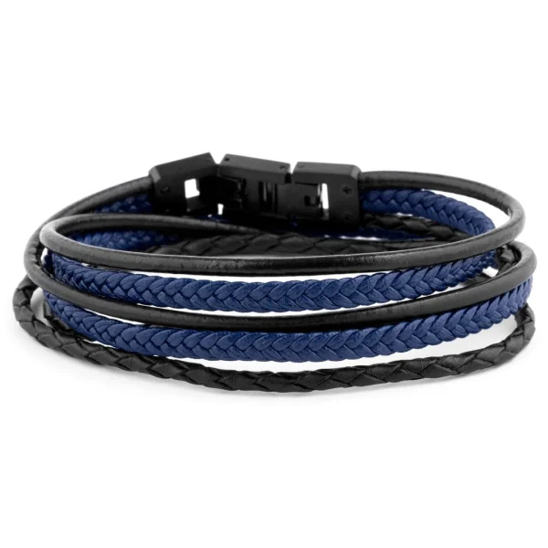 Lucleon Bracelet Roy En Cuir Noir Et Bleu 1