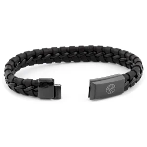 Lucleon Bracelet Tressé En Cuir Noir à Fermoir Magnétique 10