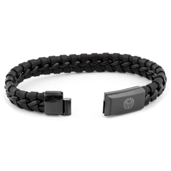 Lucleon Bracelet Tressé En Cuir Noir à Fermoir Magnétique 3