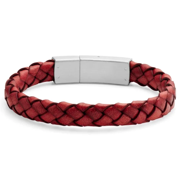 Lucleon Bracelet Bolo Massif En Cuir Rouge Uni 3