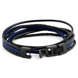 Lucleon Bracelet Roy En Cuir Noir Et Bleu 16