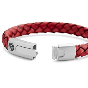 Lucleon Bracelet Bolo Massif En Cuir Rouge Uni 10