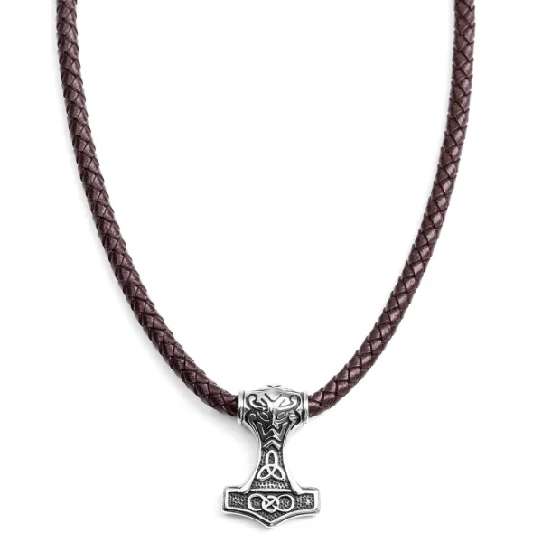 Fort Tempus Collier En Cuir Marron Et Pendentif Celtique Double Face 1