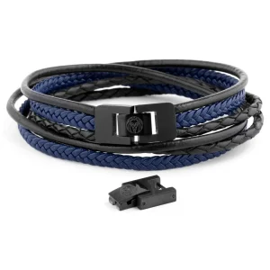 Lucleon Bracelet Roy En Cuir Noir Et Bleu 18