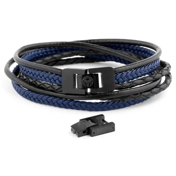 Lucleon Bracelet Roy En Cuir Noir Et Bleu 7