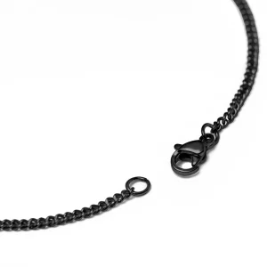 Lucleon Bracelet Chaîne à Mailles Noires – 2 Mm 16