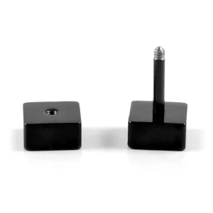 Lucleon Boucle D’oreille Noire Forme Stud Carré 10