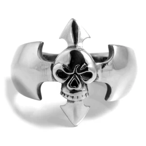 SteelCZ Bague En Acier Tête De Mort Batsword 7