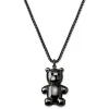 Otsu Egan | Collier à Maille Vénitienne Avec Pendentif Ours En Peluche En Acier Inoxydable Gris Anthracite 22