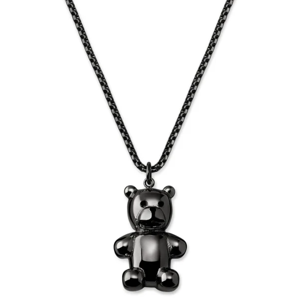 Otsu Egan | Collier à Maille Vénitienne Avec Pendentif Ours En Peluche En Acier Inoxydable Gris Anthracite 1