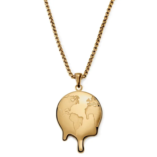 Otsu Fahrenheit | Collier à Pendentif En Métal Doré La Terre 1