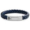 Lucleon Bracelet Bolo Massif En Cuir Bleu Uni 20