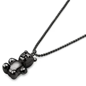 Otsu Egan | Collier à Maille Vénitienne Avec Pendentif Ours En Peluche En Acier Inoxydable Gris Anthracite 10