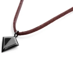 Lucleon Collier En Cuir Marron à Pendentif Triangulaire Noir 10